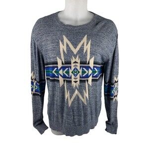 On The Byas Unisex Large Gray Sweater Aztec Southwestern Geometric Lightweight